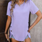 Mandy Decorative Button Round Neck Short Sleeve Blouse