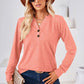 V-Neck Buttoned Long Sleeve Blouse