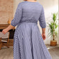 Plus Size Round Neck Striped Tie Waist Dress