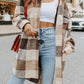 MeiMei Plaid Button Up Dropped Shoulder Coat