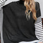 Perfee Striped Dolman Sleeve Mock Neck Knit Pullover