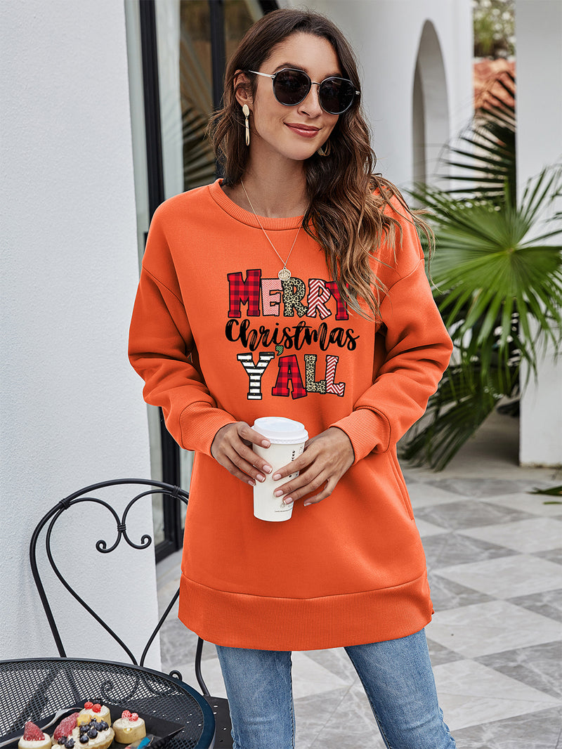 MERRY CHRISTMAS Y'ALL Graphic Sweatshirt Pumpkin