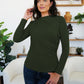 FAM-FAM Ruched Mock Neck Long Sleeve T-Shirt