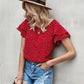 Ruffled Polka Dot Round Neck Short Sleeve Blouse