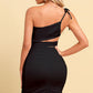 Ruched Cutout One-Shoulder Bodycon Dress