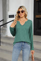 Notched Long Sleeve T-Shirt Dark Green