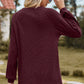 Eyelet Round Neck Long Sleeve T-Shirt