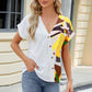 Printed Surplice Short Sleeve Blouse