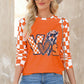 Checkered Round Neck Long Sleeve Sweatshirt