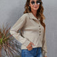 Half Button Dropped Shoulder Blouse