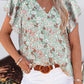 Floral V-Neck Flutter Sleeve Blouse