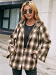 Ivy Lane Pocketed Plaid Long Sleeve Hooded Jacket Camel