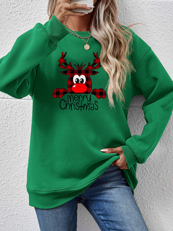 MERRY CHRISTMAS Graphic Sweatshirt Green