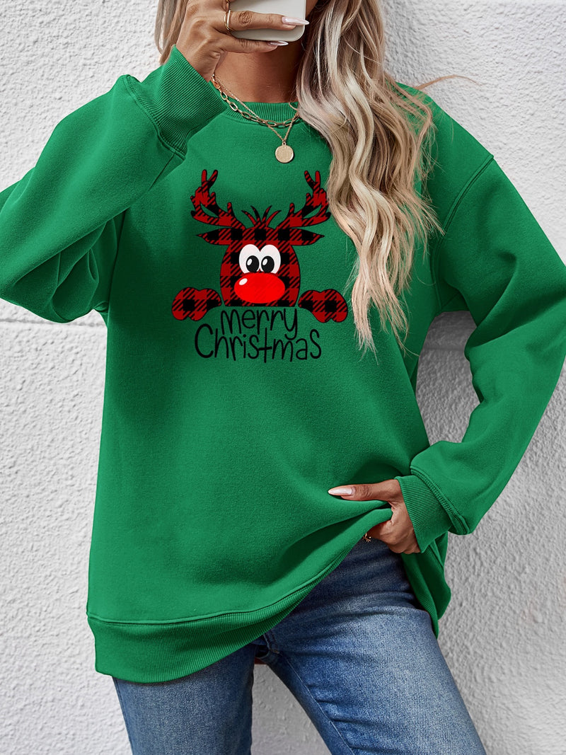 MERRY CHRISTMAS Graphic Sweatshirt Green