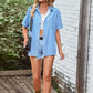 Pocketed Button Up Short Sleeve Denim Shirt