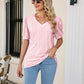 Eyelet Puff Sleeve V-Neck Top