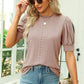 Openwork Round Neck Short Sleeve Blouse