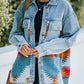 Collared Neck Dropped Shoulder Denim Jacket