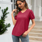 Eyelet Round Neck Short Sleeve Blouse