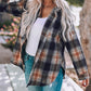 Plaid Side Slit Curved Hem Shirt