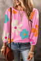 Printed Round Neck Top Pink