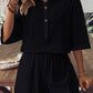 Collared Neck Half Sleeve Top and Shorts Set