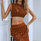 Openwork Cropped Top and Skirt Set