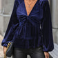 Perfee Twisted Layered Plunge Raglan Sleeve Blouse