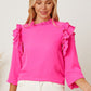 Frill Ruffled Three-Quarter Sleeve Blouse