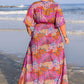 Plus Size Slit Printed Half Sleeve Dress