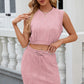 Round Neck Sleeveless Top and Drawstring Skirt Set