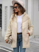 Fuzzy Zip Up Long Sleeve Hooded Jacket Cream