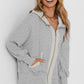 Zip Up Long Sleeve Drawstring Hoodie