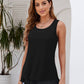 Double Layer Mesh Scoop Neck Wide Strap Tank