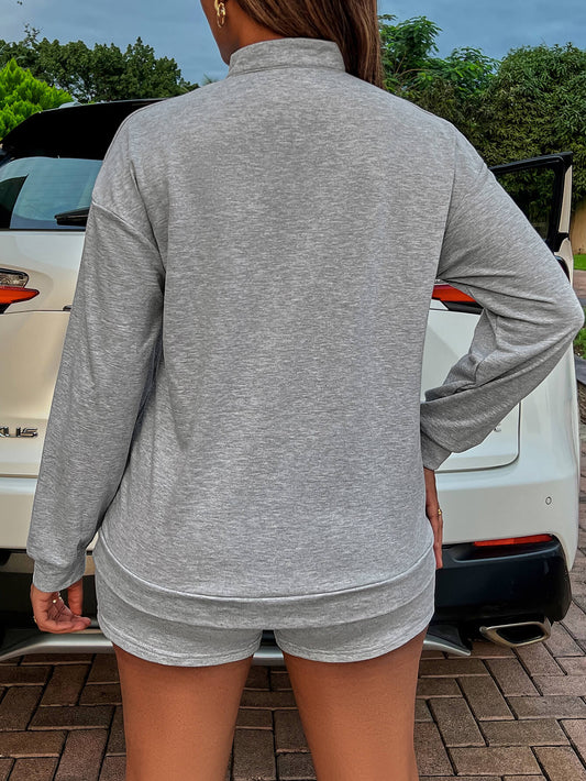 BE KIND Graphic Quarter-Zip Sweatshirt and Shorts Set