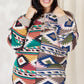 Celeste Full Size Geometric Exposed Seam Drawstring Hoodie