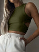 Cutout Round Neck Tank Moss