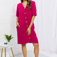 BOMBOM Sunday Brunch Button Down Knee-Length Dress in Magenta