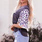 Leopard Flounce Sleeve Round Neck Top