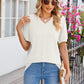 V-Neck Short Sleeve Blouse