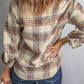 Double Take Plaid Half-Zip Collared Curved Hem Sweatshirt