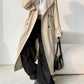 Collared Neck Long Sleeve Longline Trench Coat