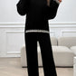 Round Neck Dropped Shoulder Top and Pants Sweater Set