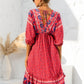 Printed Bohemian V Neck Dress