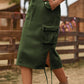 Drawstring Denim Cargo Skirt