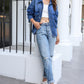 Button Up Dropped Shoulder Denim Jacket with Pockets