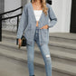 Pocketed V-Neck Button Up Denim Jacket