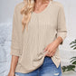 Lovelet Textured Round Neck Three-Quarter Sleeve Blouse