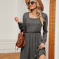 Square Neck Long Sleeve Dress