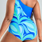 Plus Size Printed Ring Detail One-Shoulder One-Piece Swimsuit